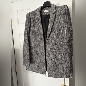 Calvin Klein Black and White Herringbone Blazer